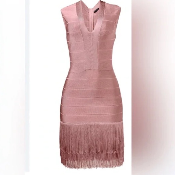 Venus Dress, bandage bodycon, Fringe Flapper, slimming, women's - Picture 10 of 11